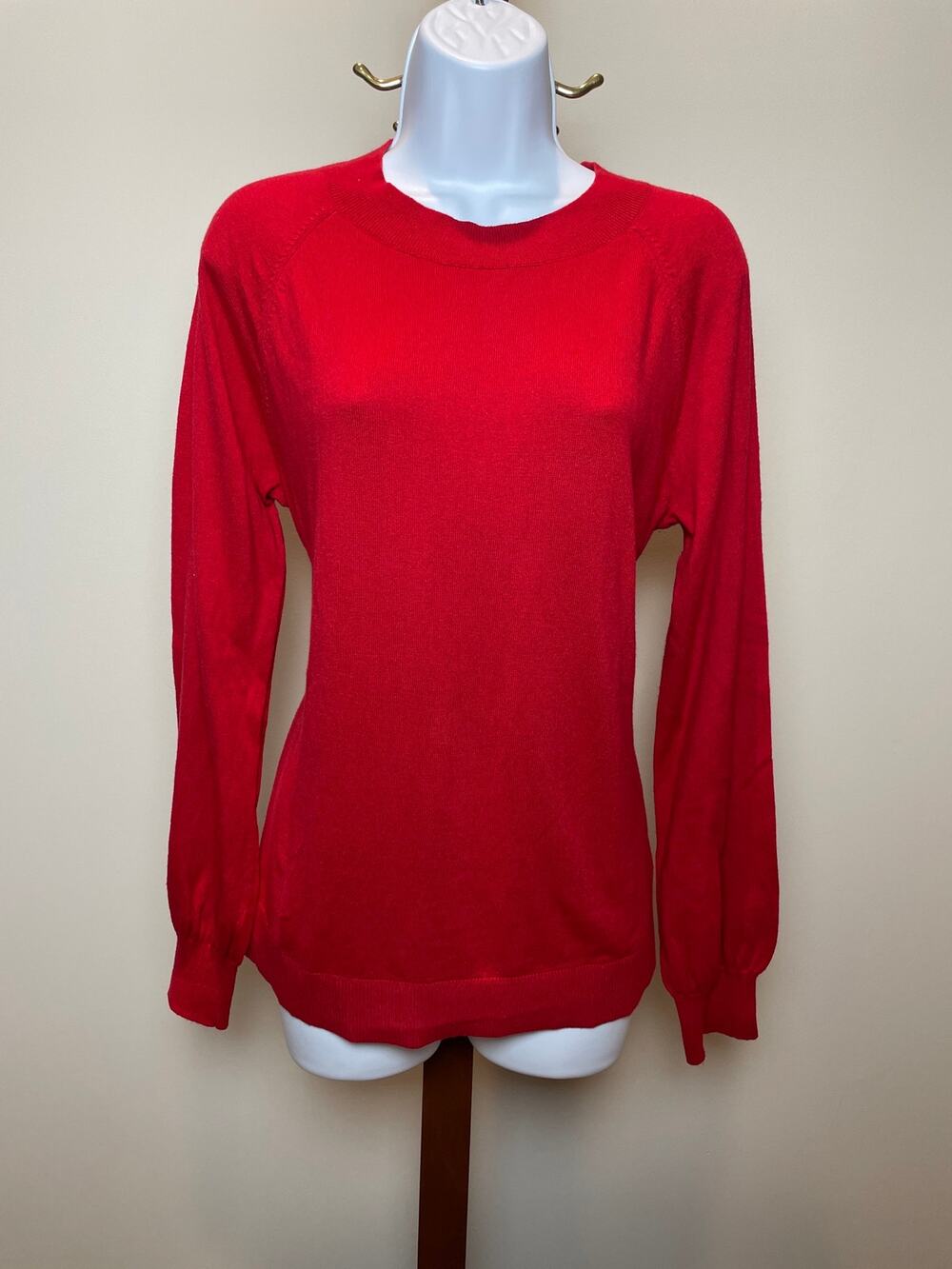 Talbots Red Cotton Knit Sweater Size M Classic Crew Neck Casual